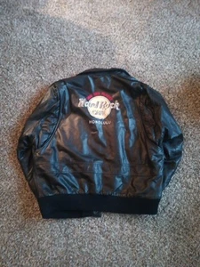 Vintage Hard Rock Cafe Honolulu Leather Bomber Jacket Men’s X Large Black - Picture 1 of 6