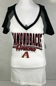 Arizona D-Backs T-Shirt Women's Medium White Black Short Sleeve New - Picture 1 of 5