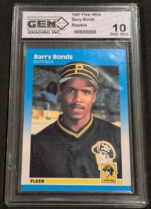 1987 Fleer Barry Bonds Rookie RC GEM Grading Inc 10 GIOCHI PREZIOSI COME NUOVI #604 Pirati - Foto 1 di 3