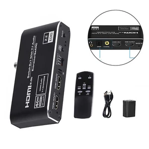 4K@60Hz 2 In 1 Out HDMI 2.0b Audio Extractor Switcher W/ Earc & Toslink For TV - Picture 1 of 13