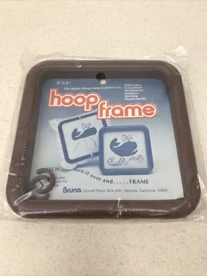 Vintage Cross Stitch Frame Bruna Hoop BROWN 5" X 5" USA - Image 1 of 2