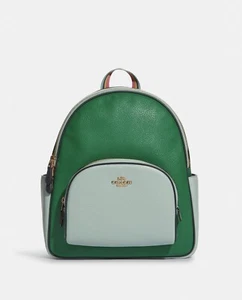 Coach C2797 Court Rucksack hellblaugrün Farbblock mittel Kieselleder Neu mit Etikett - Bild 1 von 9