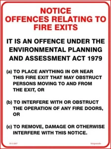 Offences Relating To Fire Exits Fire Sign Corflute Diamond Grade Reflective - Picture 1 of 1