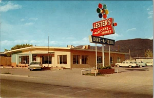 ALAMORGORDO, NEW MEXICO - LESTER'S ROADSIDE DINE-A-TERIA RESTAURANT - POSTCARD - Picture 1 of 2