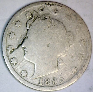 1895 ERROR LAMINATION Liberty Nickel Coin Defective Peeling Planchet NR - Picture 1 of 4