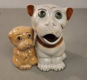 Vtg Bonzo Dog Puppy Salt Pepper Shaker Condiment Set Lusterware Japan - Picture 1 of 7