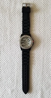 Reloj Geneva Tono Plata 5573Z Bisel Cristal Banda Goma 6"-8" Batería Nueva Foto 1 de 4