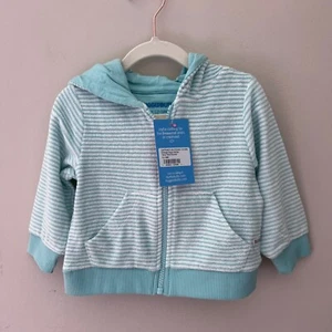 Rüschen Hintern robuste Hintern Aqua Streifen Frottee Strick Hoodie Reißverschluss Jacke 12-18M - Bild 1 von 5