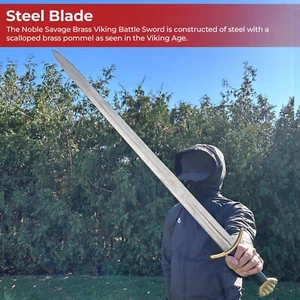 Brass Noble Savage Viking Combat Sword - Metal Blade for Display Overall 400.5" - Picture 1 of 6