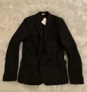 Stefan Cooke New Mock Neck Jacket Sequin Herringbone Tailored Charcoal Grey L - Picture 1 of 6
