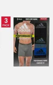 Adidas Men's Performance Boxer Brief Underwear 3-Pack, Black/Blue Large 36-38 - Picture 1 of 4