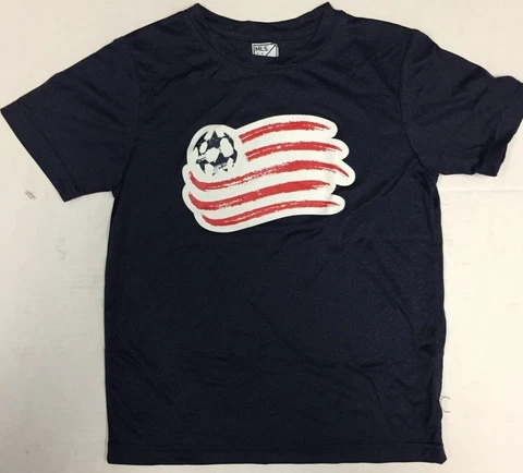 New England Revolution Flag Logo MLS Boy's Soccer Blue Dri Fit T-Shirt Cover