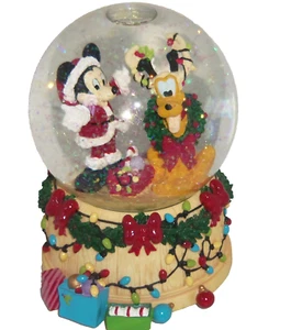 Disney Mickey Mouse Plutón Musical Globo de Nieve Navidad Vacaciones Cubierta los Pasillos - Imagen 1 de 4