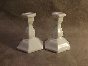 Pair Miniature 3" Milkglass Candlesticks ~ Childrens - Picture 1 of 4