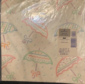 Ombrello pastello Hallmark confezione regalo docce lucida 2 fogli 8,33 piedi quadrati sigillato - Foto 1 di 2