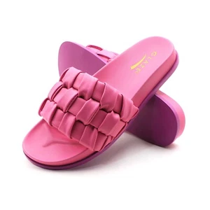 Glaze Women's Woven Slide Sandals Cushioned Slippers with Ruched Design - Picture 1 of 41