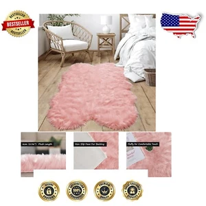 Luxurious 4x6 Pink Shag Rug – Soft Faux Fur Area Rug for Kids and Living Room - Picture 1 of 9