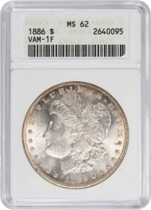 1886 Morgan dollaro d'argento VAM 1F MS62 ANACS - Foto 1 di 2