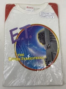 Vintage 1982 E. T. Movie Promo T Shirt Raglan Sleeves Size 6 Brand New Deadstock - Picture 1 of 11