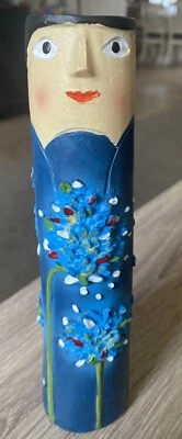 Boho Art Vase Family Human Face Painting Resin Flower Pot Tabletop Planter Decor - Image 1 of 4