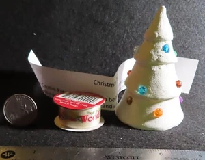 Christmas Paper Clay Tree & Joy to the World Ribbon Decor AS IS 1:12 Mini 0975 - Picture 1 of 4