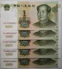 China 1999 5 pcs Different Prefix Same Almost Solid Number 1 Yuan Note 333337