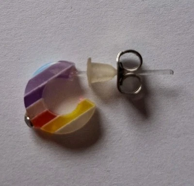 Bunter Ohrstecker Ohrring Regenbogen mit Glitzer-Steinchen Mädchen Schmuck Halbr - Bild 1 von 4