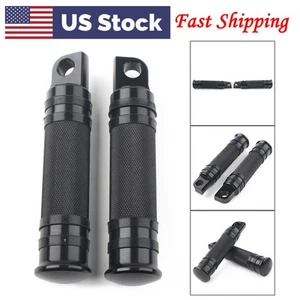 2X Black Aluminum Foot Pegs Motorcycle Footpeg Footrest Fit Harley Davidson - Bild 1 von 12