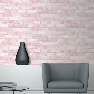 One Roll Of Debona Glitter Brick WALLPAPER In Pink  9806 - image 1 of 2