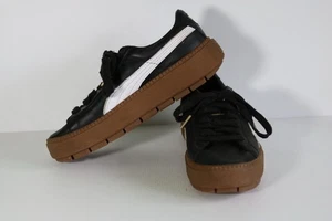 PUMA Platform Trace Black White Leather Sneakers Women’s Shoes UK 6.5 366109-01 - Picture 1 of 8