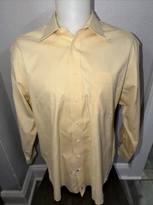 Camisa de Vestir Nordstrom 17-34 Amarillo/Melocotón 100% Algodón Hecha en Hong Kong Foto 1 de 4