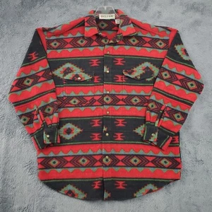 Bugle Boy Fleece Snap Aztec Shacket Mens LG Southwestern Fleece Red Black Green - Picture 1 of 20