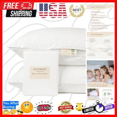 Conjunto de 2 protetores de travesseiro de algodão orgânico certificado GOTS, tamanho padrão 20x26 - Imagem 1 de 4