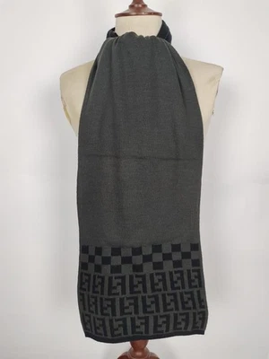Fendi подлинный винтажный паттерн черный / серый шерсти зимний шарф шарфы - Изображение 1 из 4