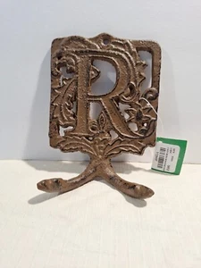 Evergreen Cast Iron Monogram Wall Hook Letter "R" New Rustic Sturdy "R" - Picture 1 of 6