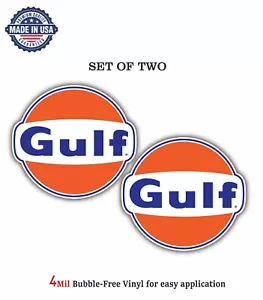GULF OIL LOGO VINYL DECAL STICKER CAR BUMPER 4MIL BUBBLE FREE US MADE - Foto 1 di 2