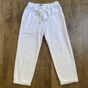 J Crew | NWT White Cotton Drawstring Straight Leg Stretch Waist Pocket 2024 24 P - Picture 1 of 19