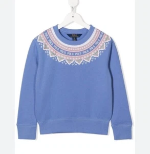 Girls Polo Ralph Lauren Geometric Print Sweatshirt XL Preppy Fair Isle - Picture 1 of 3