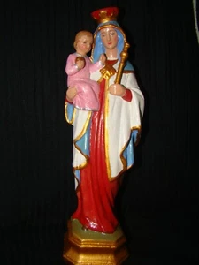 Antike Madonna 30 cm Heiligenfigur Statue 1900 Maria Mutter Gottes mit Jesuskind - Bild 1 von 6
