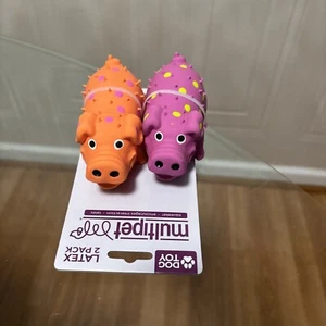 Multipet - Globlet 4” Pigs - Set Of Two- Latex Squeaky Dog Toy - Picture 1 of 4