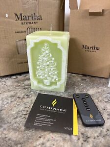 Martha Stewart LUMINARA  6" Square Flameless Winter Figural Christmas Tree Green