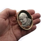 Pope John Paul II Gold-Tone Oval Rosary Box/Pill Box Made in Italy