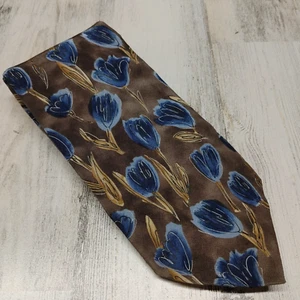 Southbrooke Men's Tie 100% Silk Gray Blue Watercolor Flowers - Picture 1 of 3