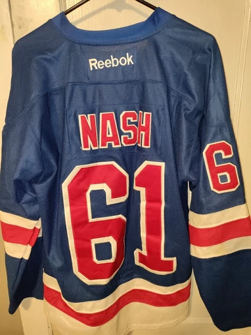 Reebok Rick Nash #61 New York Rangers Blue Jersey with Fight Strap Mens Size 48 Cover