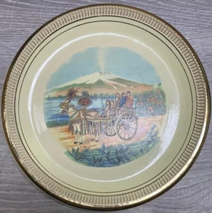 Florentine Plate Hand Made in Italy Carriage Volcano 9” - Picture 1 of 4