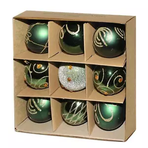 Noël Boules Incassables 9 Paquet 60mm Décoration Arbre Vert Foncé - Photo 1/2