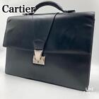  Cartier Mustline Genuine Leather Dulles Bag Business Men'S Black