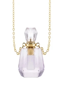 Purple Natural Stone Crystal Perfume Bottle Necklace  - Picture 1 of 3