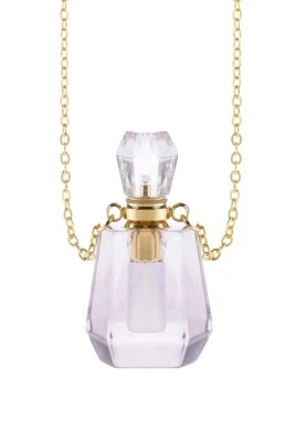 Purple Natural Stone Crystal Perfume Bottle Necklace  - Image 1 of 3