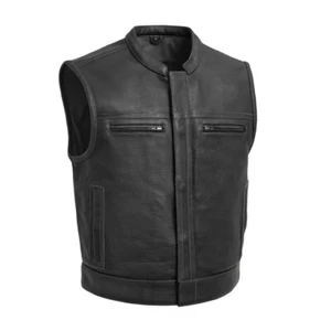 SOA's Motorcycle Lowrider - Men's Motorcycle Perforated Leather  Vest Black - Picture 1 of 6